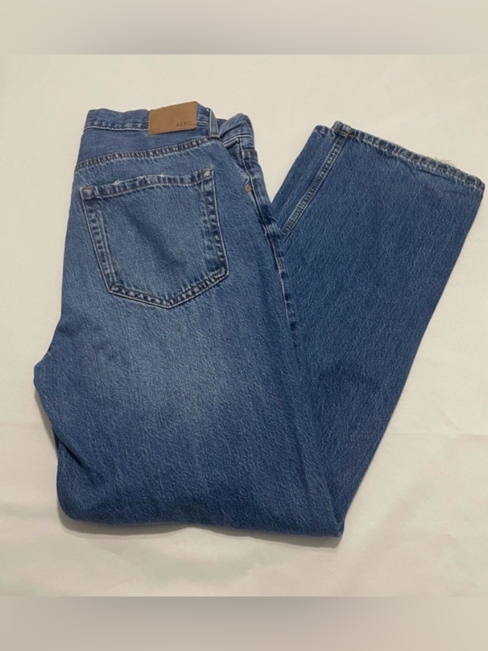 Aeropostale 90s Baggy Distressed High Waisted Jeans Medium Wash Grungy 10R VTG